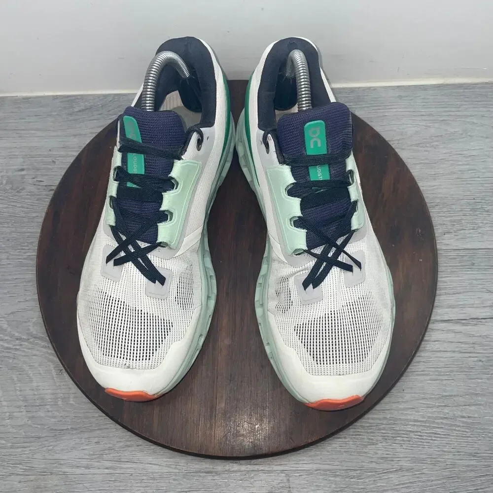 On Cloudstratus Women’s 10 Undyed White Green Athletic Running Shoes Sneakers